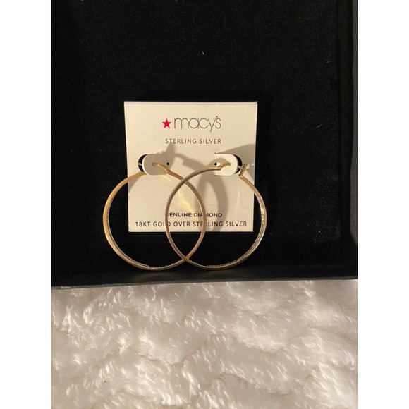 Gold & Diamond Hoop Earrings - Picture 2 of 6